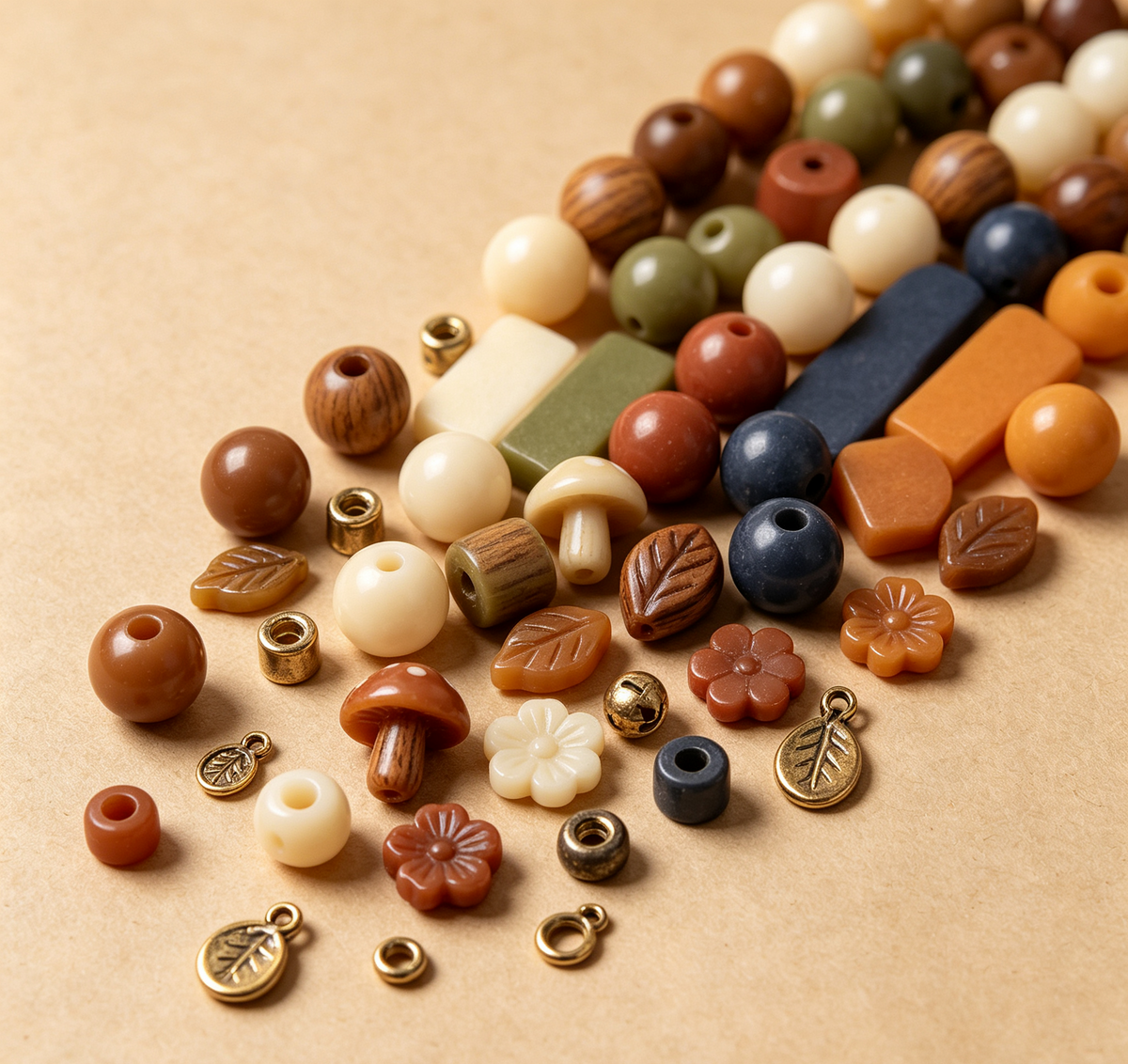 Rust Retro | Acrylic Resin Metal Spacer Charms, Chunky Large Hole Beads for DIY Bracelet Pen Bead Jewelry Making