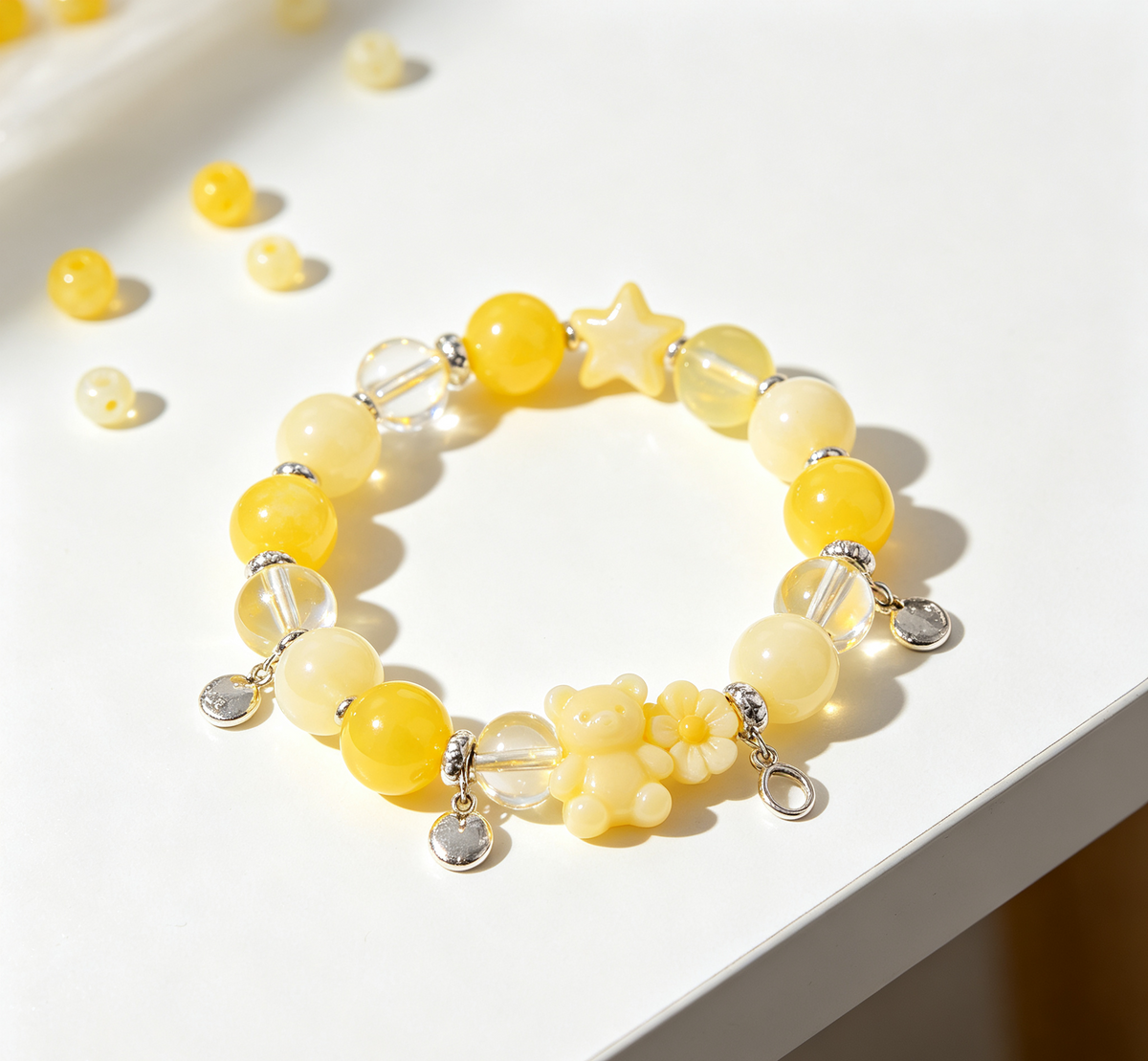 Sunbeam Yellow Hue Focus Mix | Acrylic Resin Alloy Spacer Beads for Jewelry Making