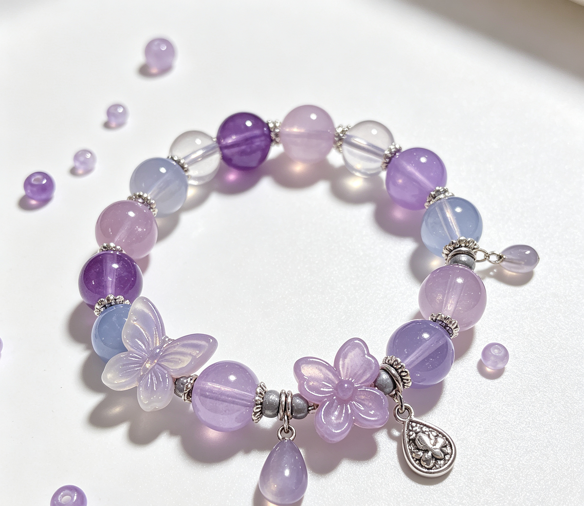 Lavender Dusk Hue Focus Mix | Acrylic Resin Alloy Spacer Beads for Jewelry Making