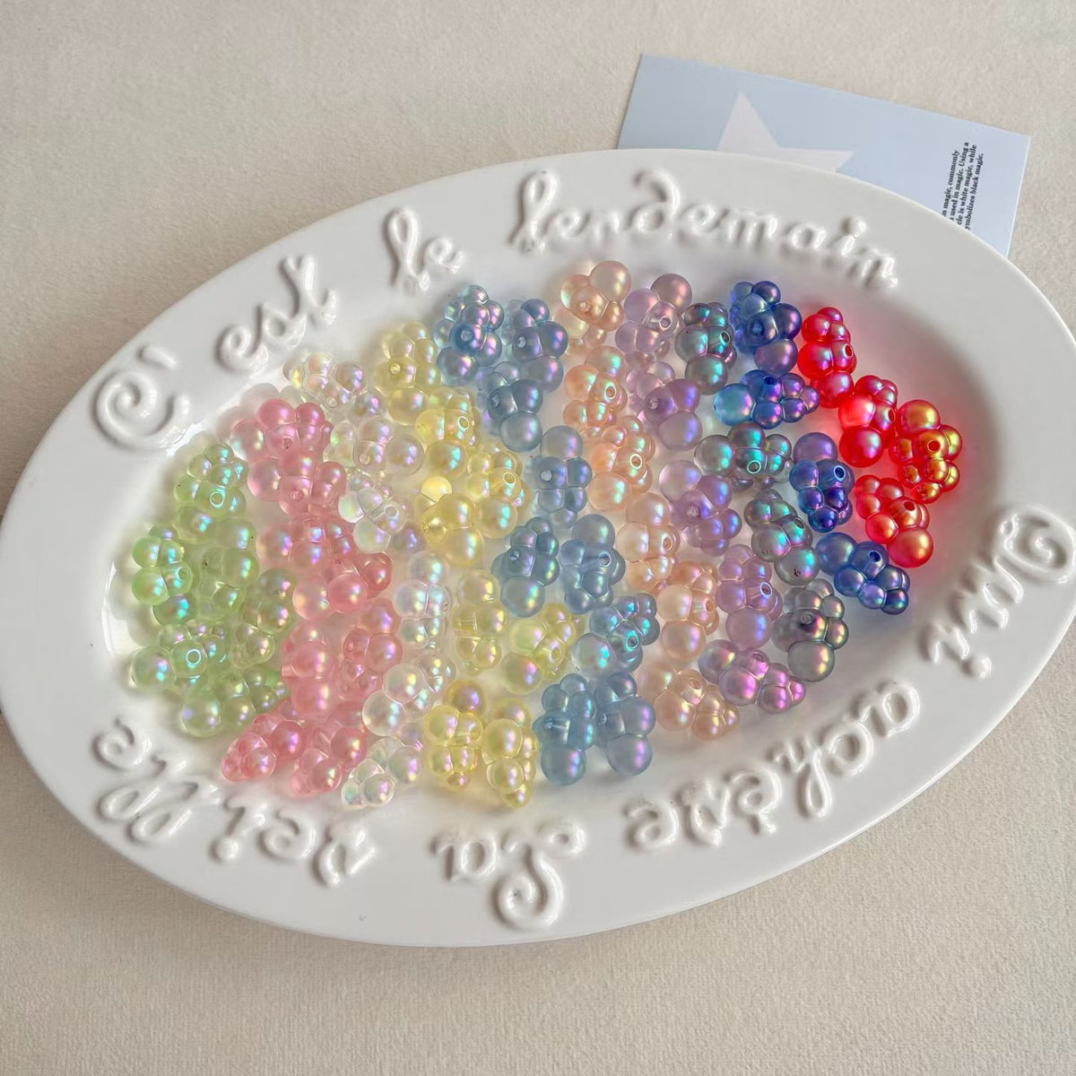 Iridescent Cloud Shaped Acrylic Beads - Cartoon DIY Jewelry Making (9 Colors)