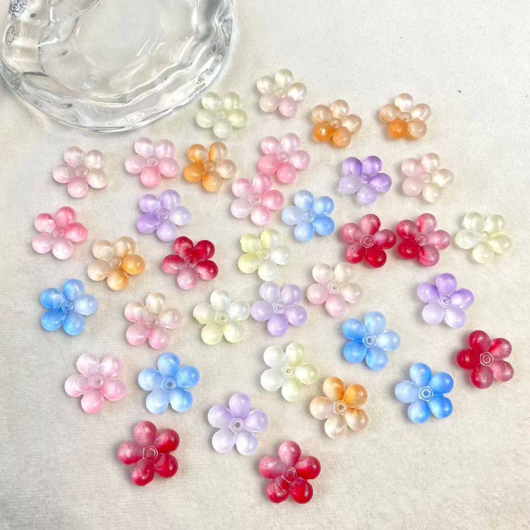 Frosted Five-Petal Flower Acrylic Beads - Pastel DIY Jewelry Making