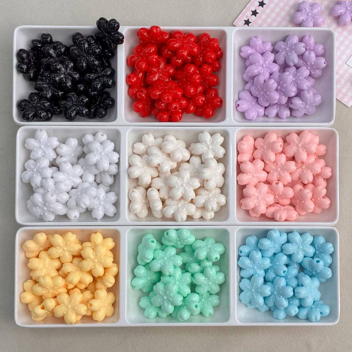 Sakura Blossom Acrylic Beads - Cherry Blossom Shape DIY Jewelry Making (8 Colors)
