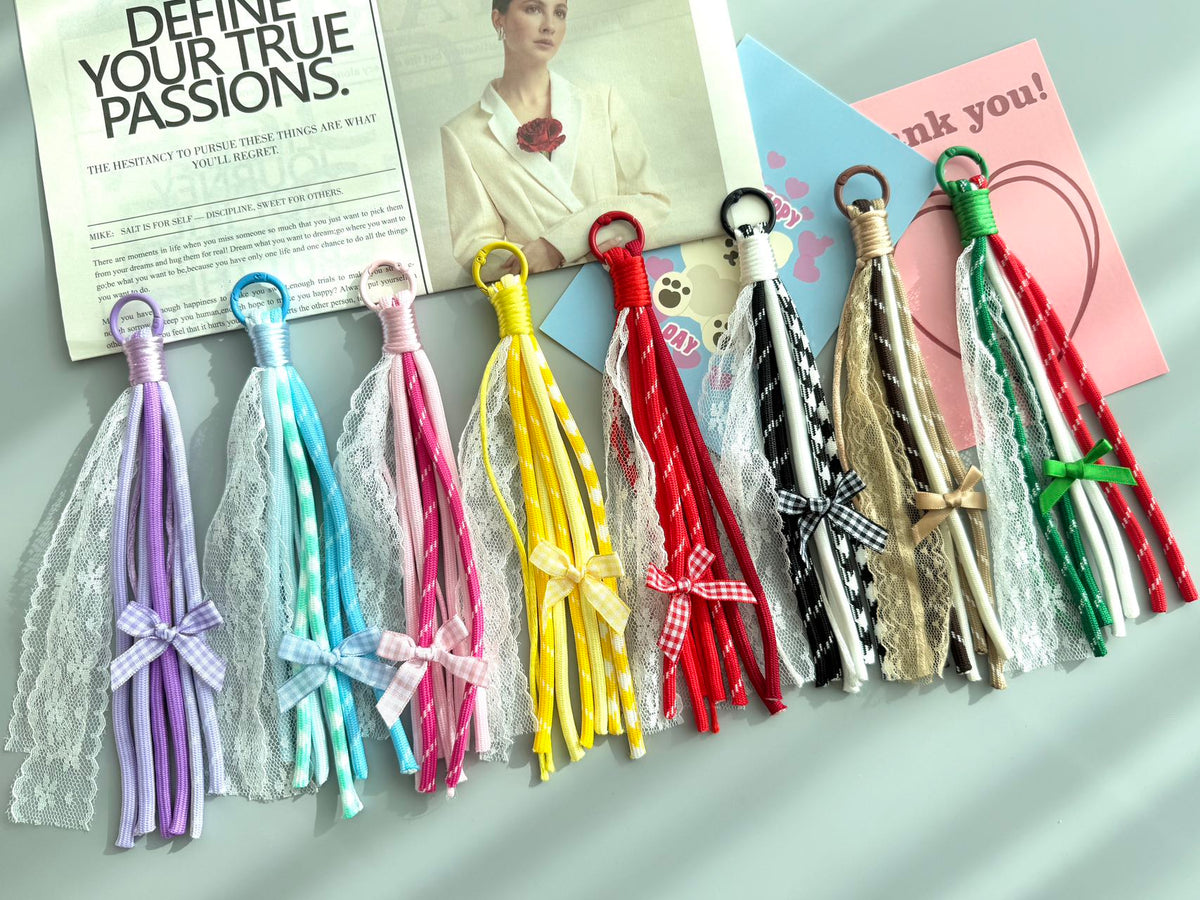 Tassel Keychains with Plaid Bows | Handmade Charm Keychains in 8 Colorways