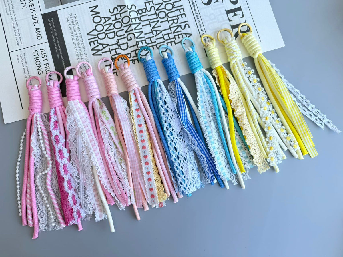 Pearl Tassel Keychain Charms | Lace, Ribbon & Pearl Tassel Keychains for Wholesale