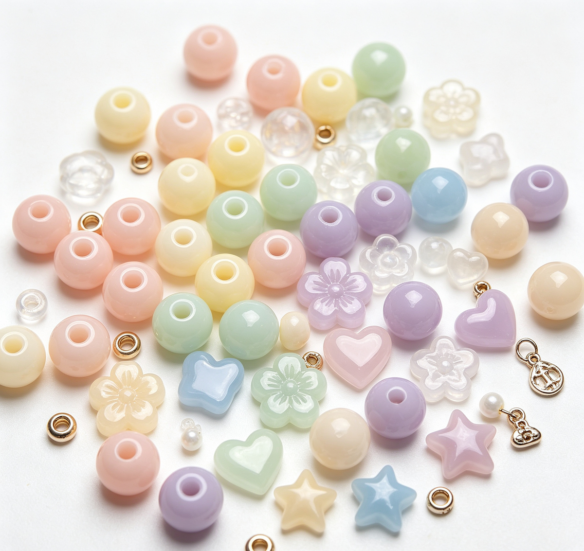 Pastel Haze Tone Palette Mix | Acrylic Resin Alloy Charm Beads, DIY Bracelet Pen Bead