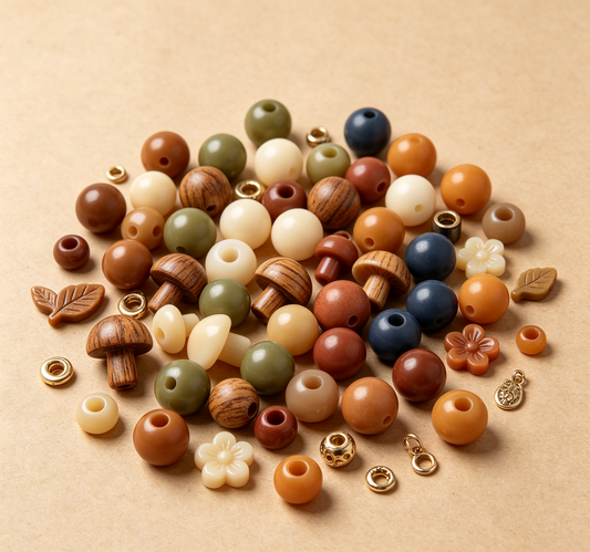 Rust Retro | Acrylic Resin Metal Spacer Charms, Chunky Large Hole Beads for DIY Bracelet Pen Bead Jewelry Making