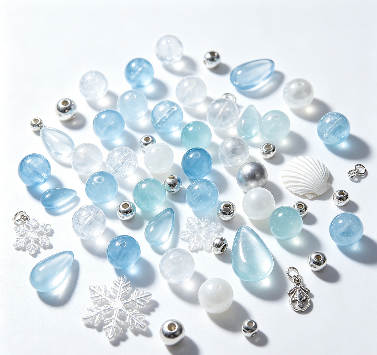 Ice Clear Tone Palette Mix | Acrylic Resin Alloy Charm Beads, DIY Bracelet Pen Bead