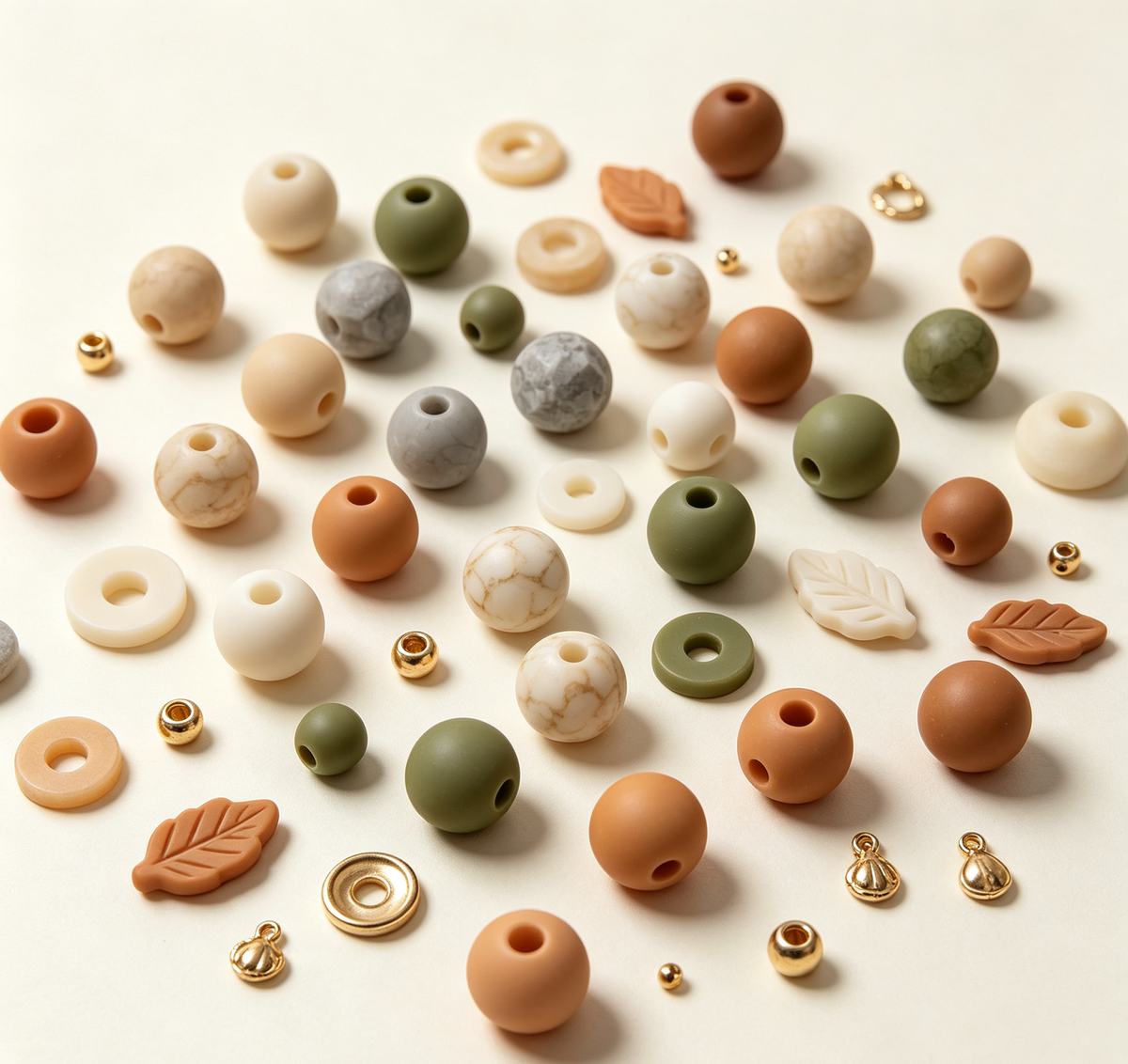 Earth Tone Palette Mix | Acrylic Resin Alloy Charm Beads, DIY Bracelet Pen Bead