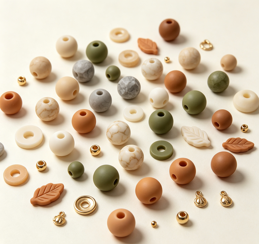 Earth Tone Palette Mix | Acrylic Resin Alloy Charm Beads, DIY Bracelet Pen Bead