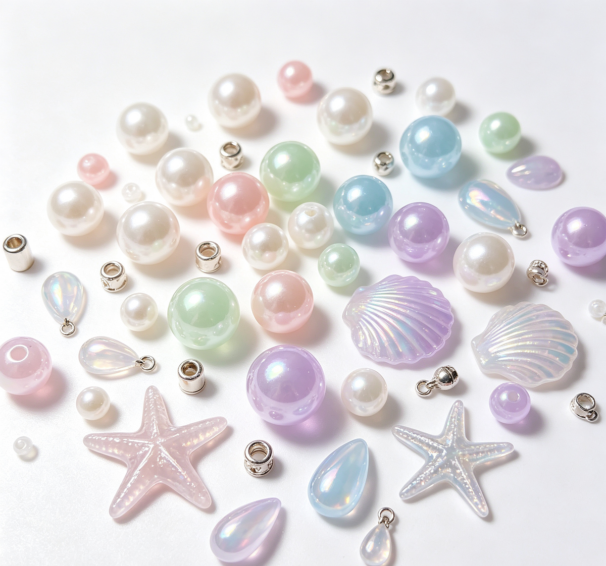 Mermaid Tone Palette Mix | Acrylic Resin Alloy Charm Beads, DIY Bracelet Pen Bead