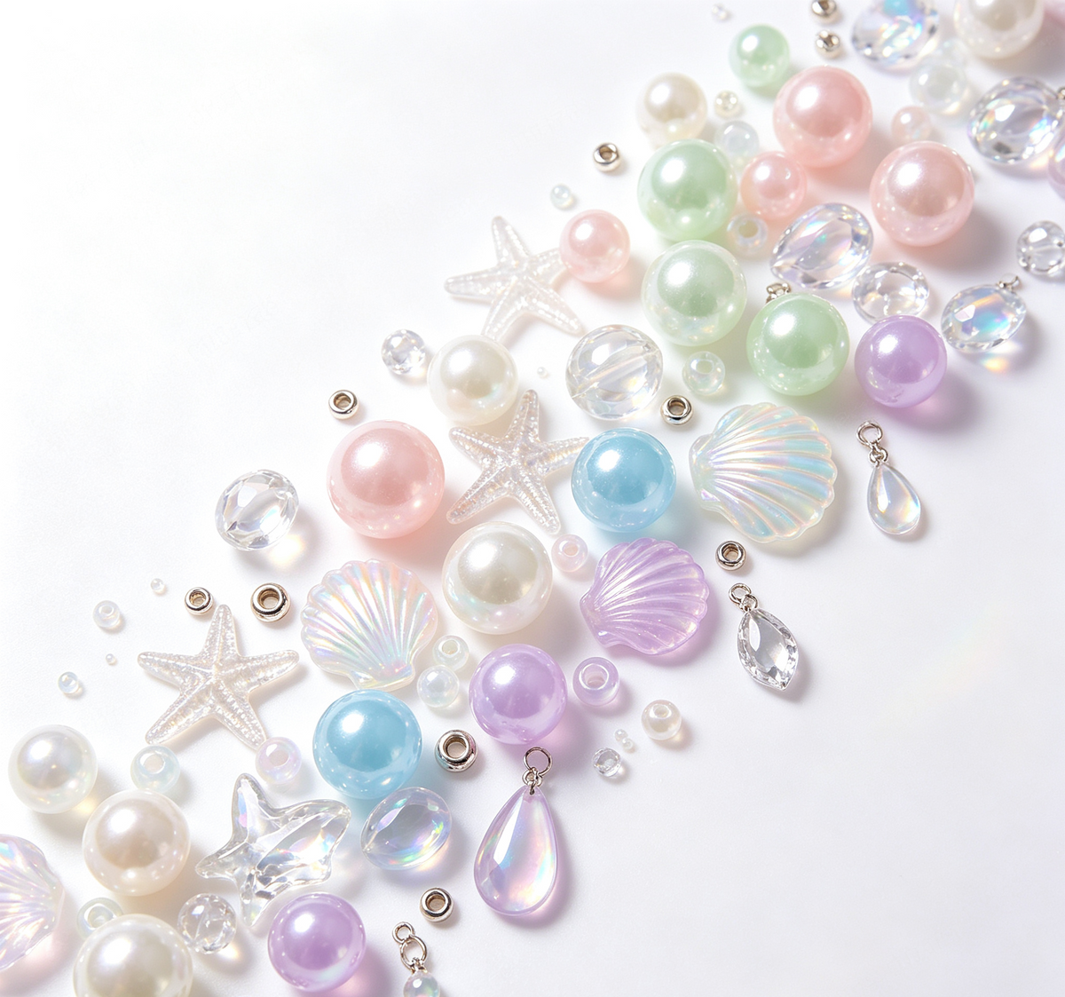 Mermaid Tone Palette Mix | Acrylic Resin Alloy Charm Beads, DIY Bracelet Pen Bead