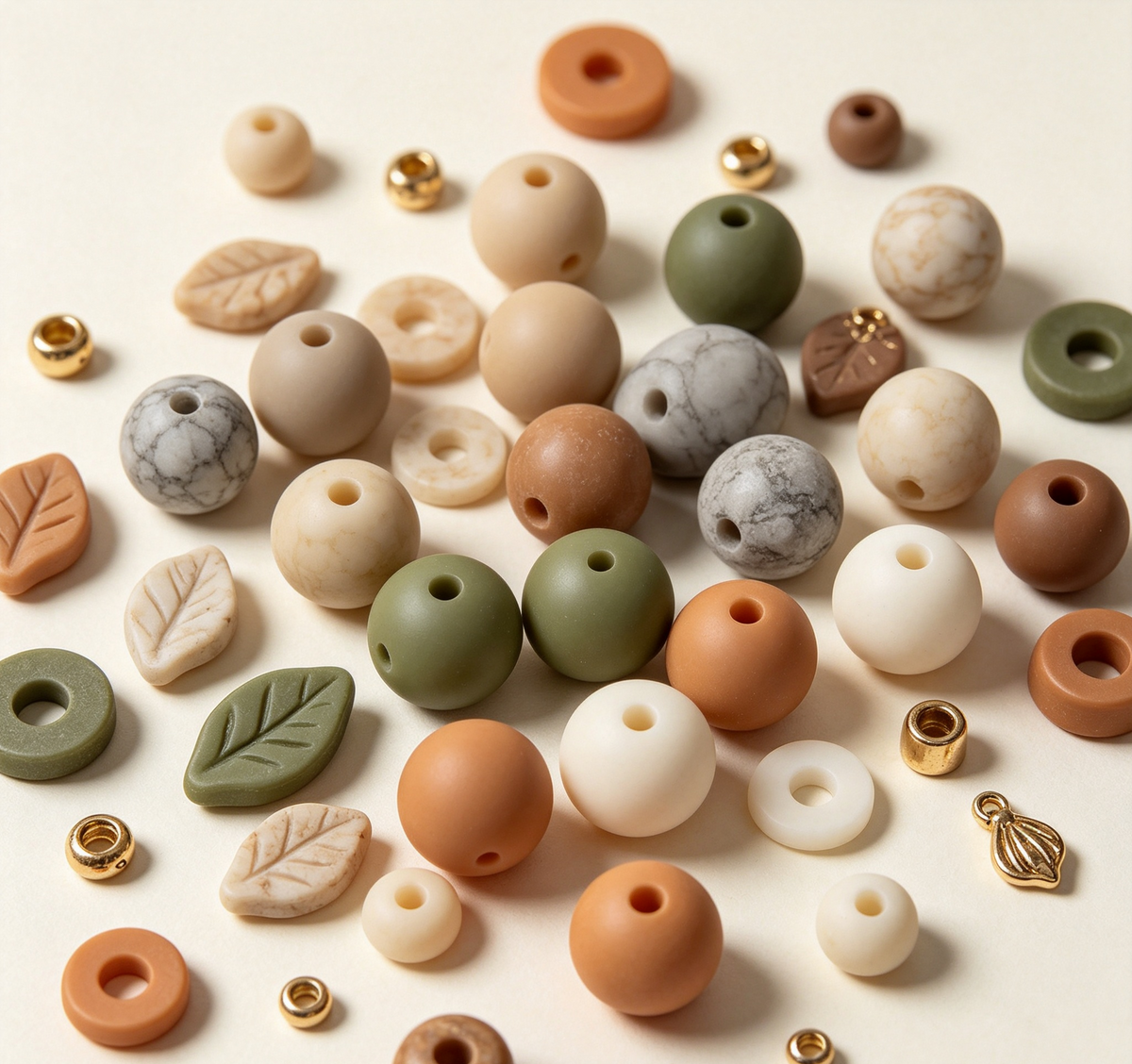 Earth Tone Palette Mix | Acrylic Resin Alloy Charm Beads, DIY Bracelet Pen Bead