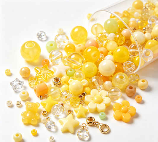Sunbeam Yellow Hue Focus Mix | Acrylic Resin Alloy Spacer Beads for Jewelry Making