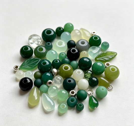 Fern Green Hue Focus Mix | Acrylic Resin Alloy Spacer Beads for Jewelry Making