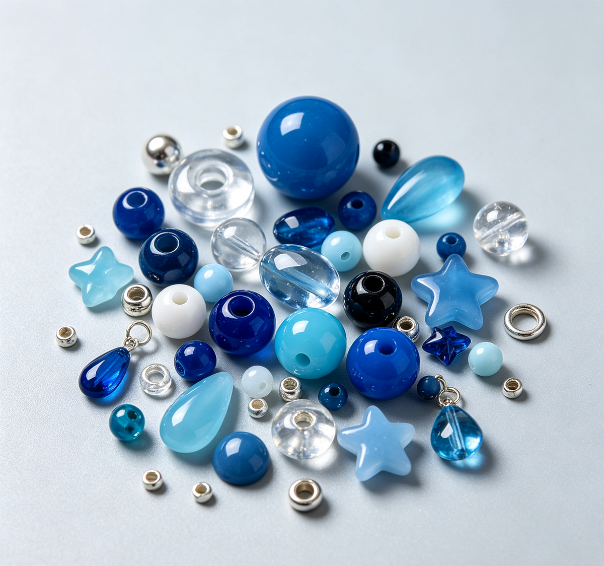 Ocean Blue Hue Focus Mix | Acrylic Resin Alloy Spacer Beads for Jewelry Making