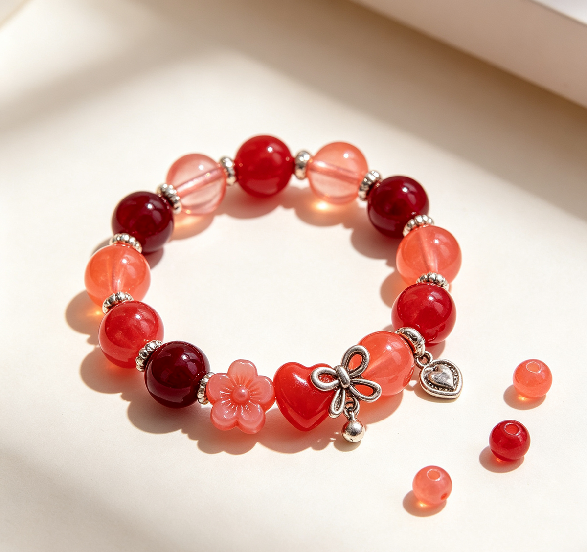Crimson Blush Hue Focus Mix | Acrylic Resin Alloy Spacer Beads for Jewelry Making