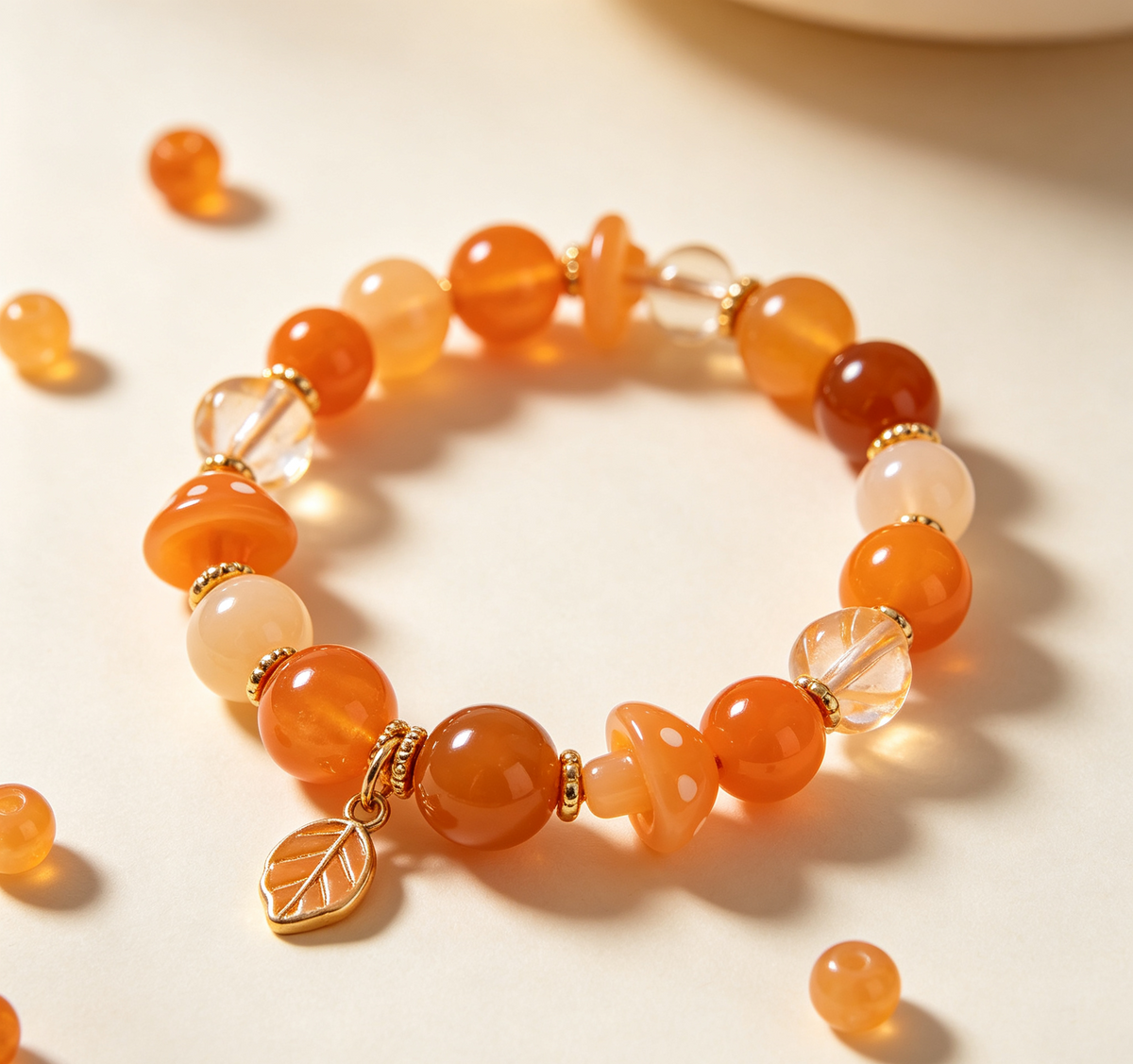 Tangerine Glow Hue Focus Mix | Acrylic Resin Alloy Spacer Beads for Jewelry Making