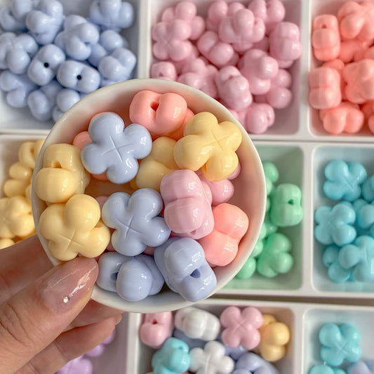 Macaron Clover Shaped Acrylic Beads - Four-Leaf Clover DIY Jewelry Making