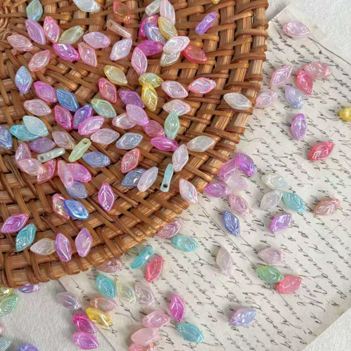 Lumi Iridescent Drop Shaped Glass-Look Beads - Pastel Shimmer Mix