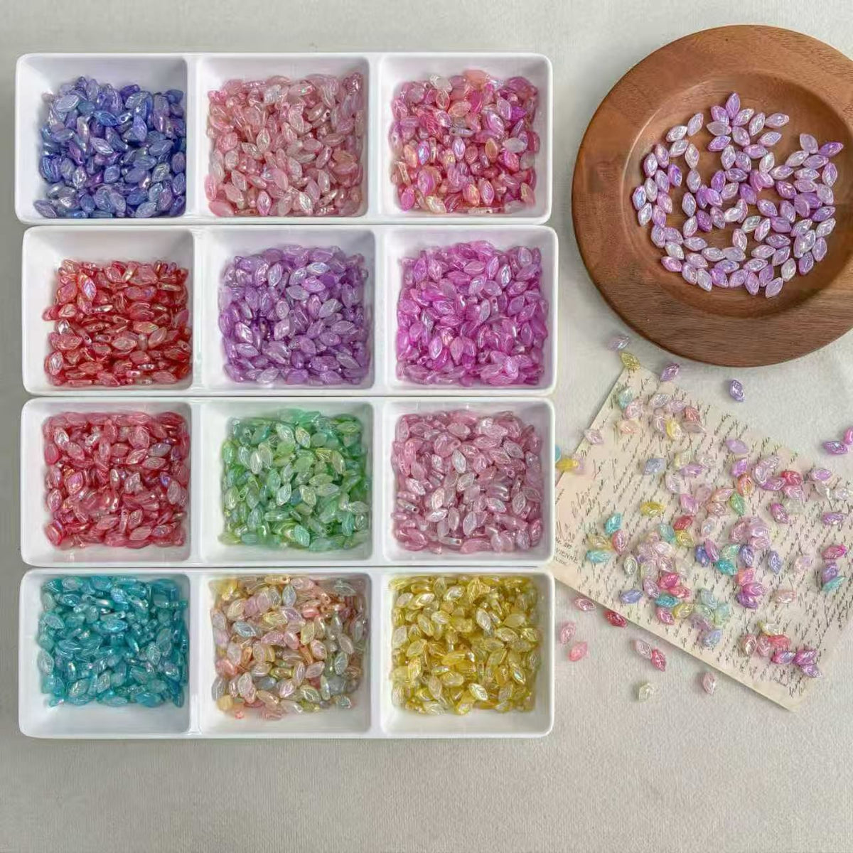 Lumi Iridescent Drop Shaped Glass-Look Beads - Pastel Shimmer Mix