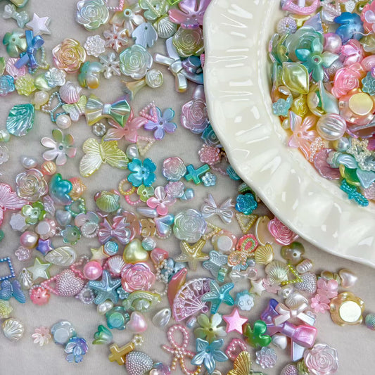 Iridescent Charms Assortment - Rose, Bow, Star, Shell & Heart DIY Findings