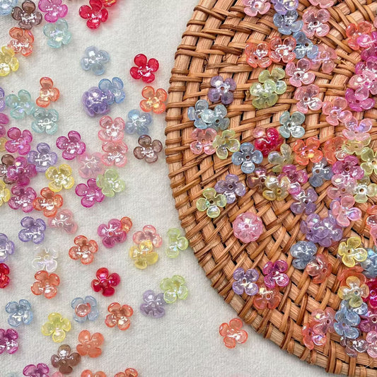 Translucent Acrylic Four-Petal Flower Charms - Bright Color Mix DIY Findings