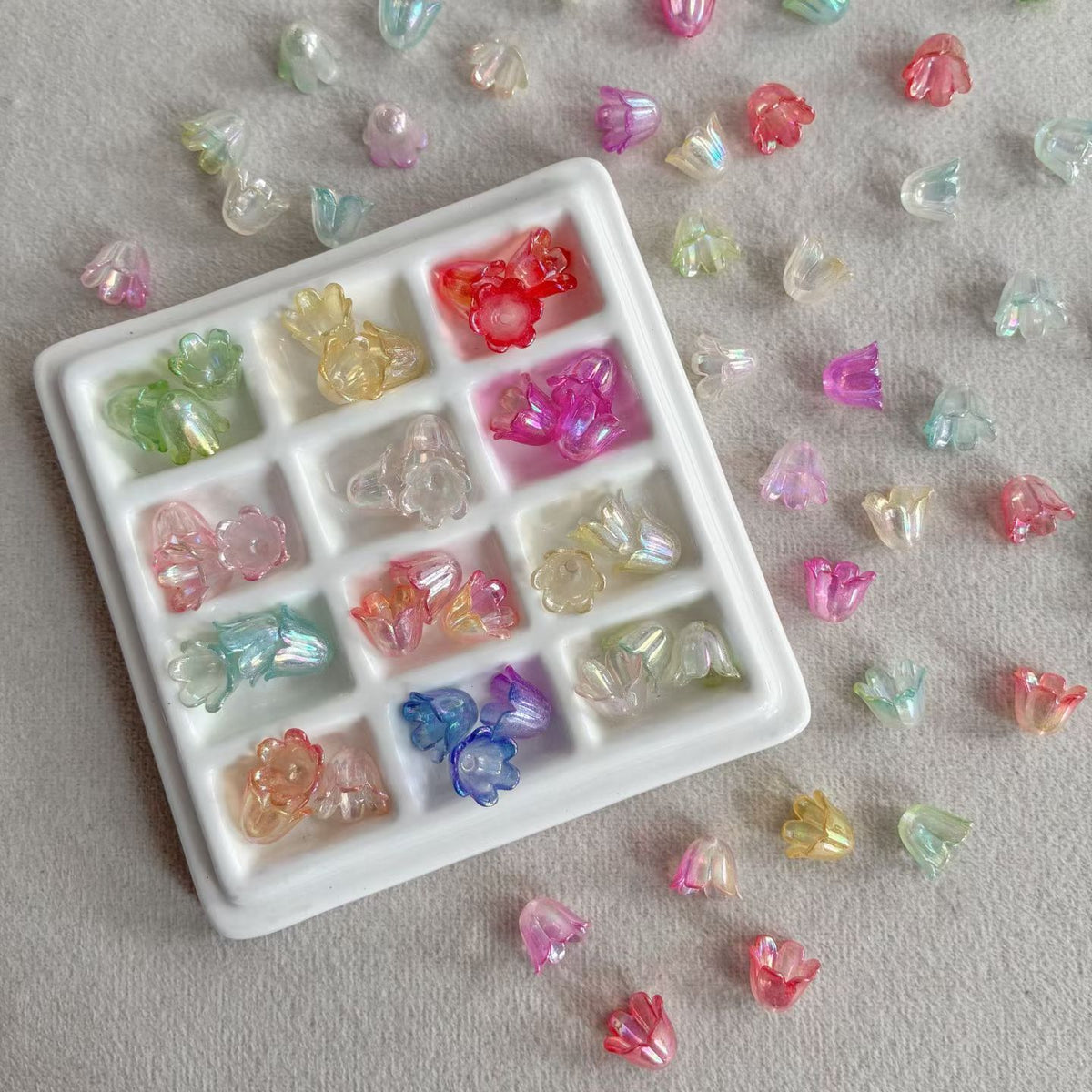 Lily of the Valley Shaped Iridescent Beads - Mini Bellflower DIY Jewelry Making