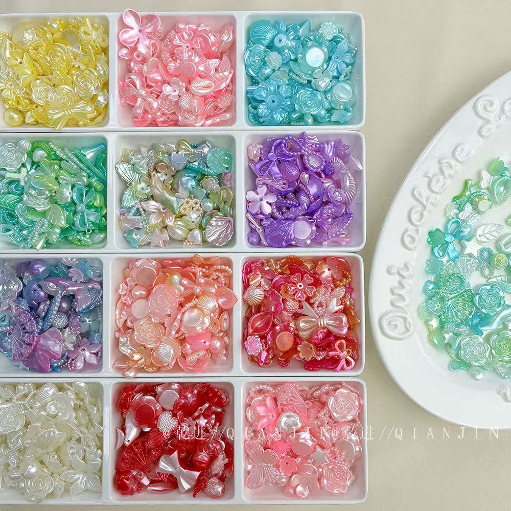 Pastel Pearlescent Resin Charms Assortment - Flower, Shell & Bow DIY Findings (12 Colors)