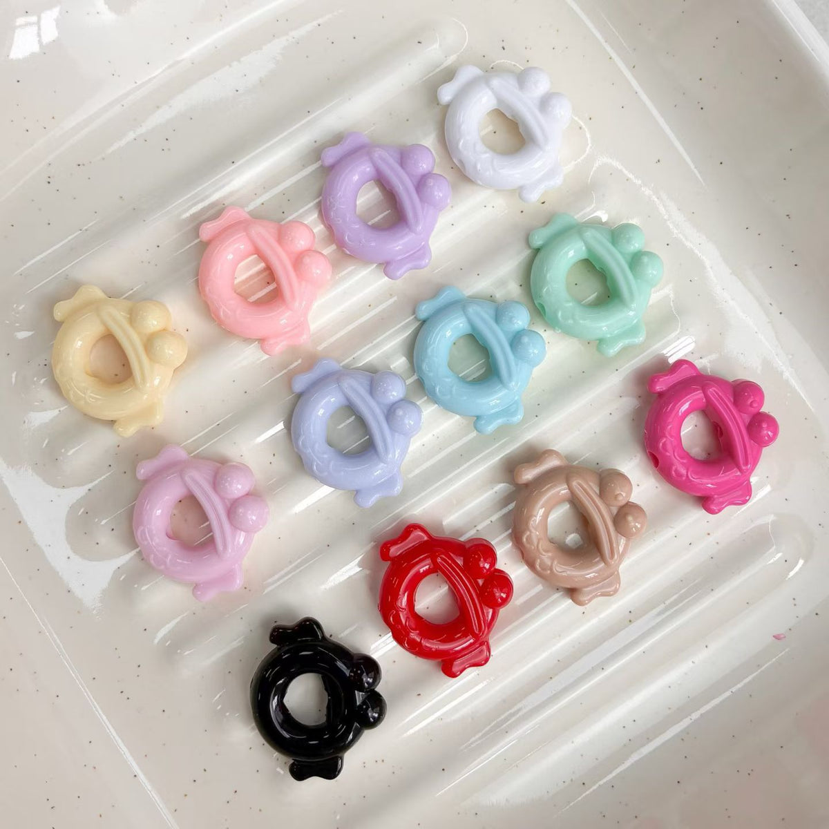 Cartoon Frog Ring Charms - Macaron Colors Resin DIY Jewelry Findings