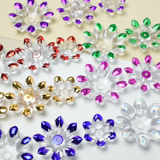 Lotus Acrylic Charms - Clear Petals with Colorful Edged Trim