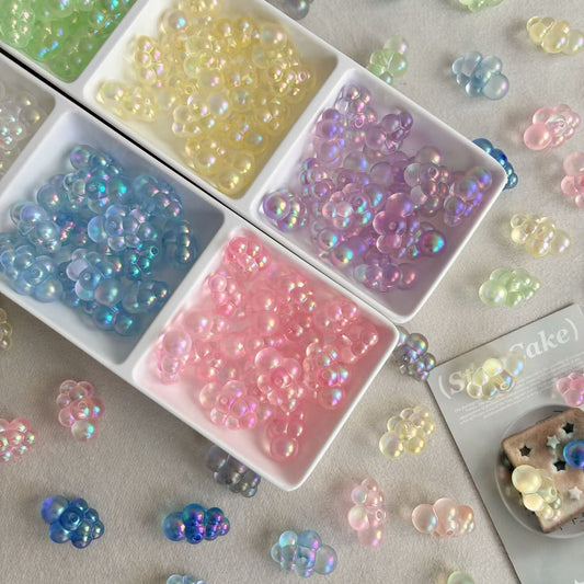 Iridescent Cloud Shaped Acrylic Beads - Cartoon DIY Jewelry Making (9 Colors)