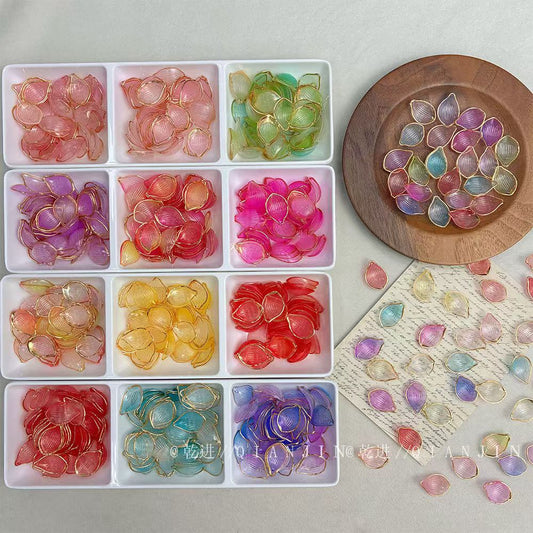 Gold-Tone Scalloped Flower Resin Charms - Gradient Pastel DIY Findings