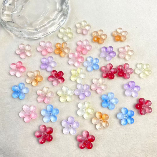 Frosted Five-Petal Flower Acrylic Beads - Pastel DIY Jewelry Making