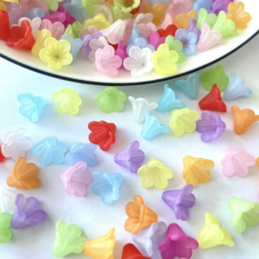 Frosted Trumpet Flower Acrylic Charms - DIY Jewelry Accessories (8 Colors)