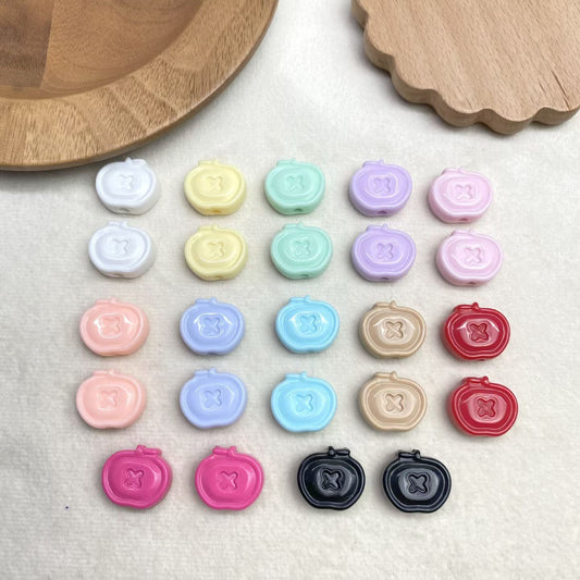 Apple Shaped Resin Beads - Glossy DIY Jewelry Charms (24 Color Mix)