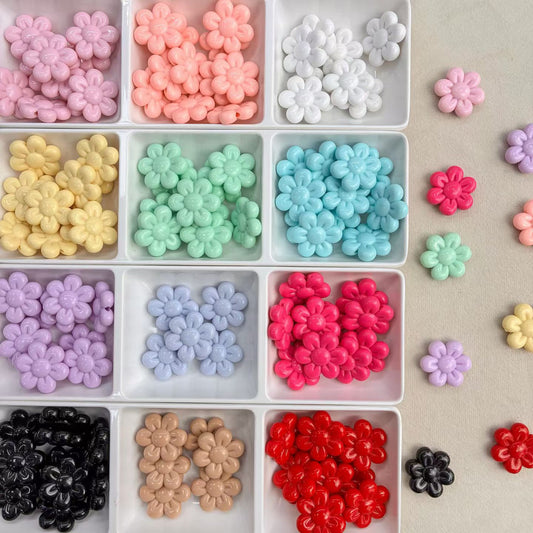 Five-Petal Flower Acrylic Beads - Assorted Pastel Colors DIY Jewelry Findings
