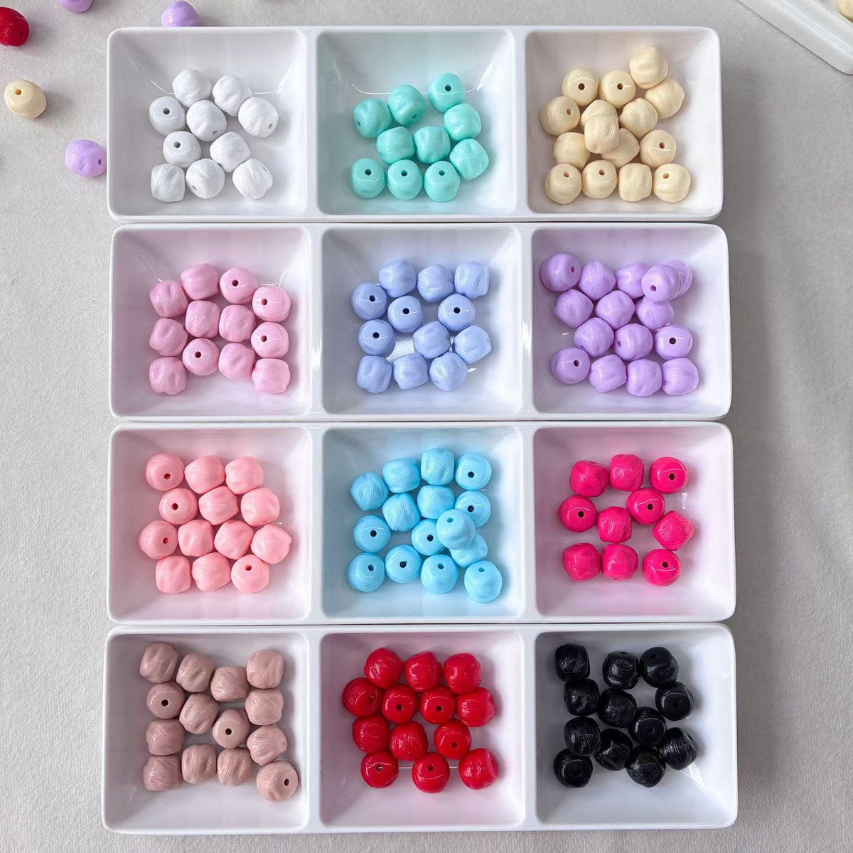 Frosted Round Acrylic Beads - 12 Color Mix for DIY Jewelry Making