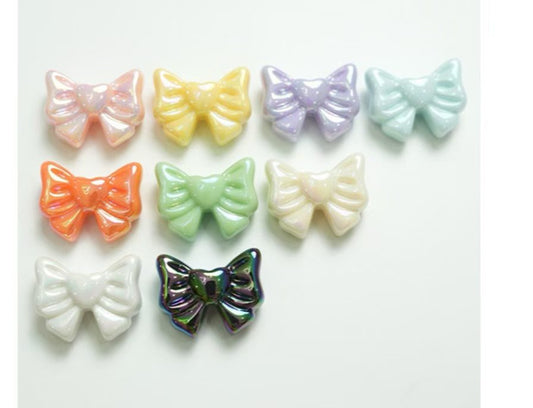 Iridescent Bow Charms - Heart Center Pearlescent Finish (9 Colors)