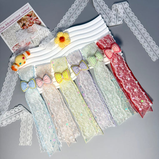 Sequin Lace Bow Hair Ties | Sparkle Ribbon Bow Hair Accessories for Wholesale